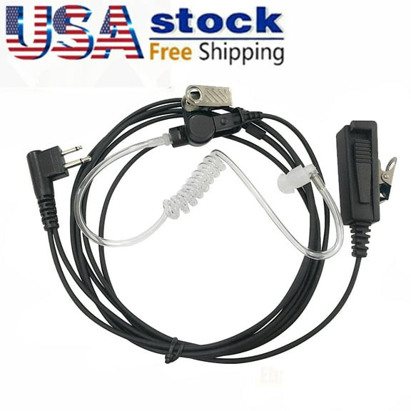 2 Wire Surveillance Headset Earpiece Mic PTT With Acoustic Tube  For  CP200 CP200d CP200XLS CP040 CP140 CP150 CP160 CP180 CP185 RDV5100 RDU4160D RDM2070d CLS1410 CLS1110 EP450 PR400 DEP450  Radios
