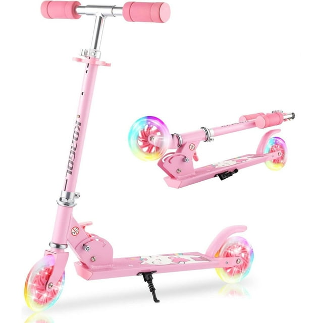 Trottinette pour Enfants de 3 à 10 Ans - Trottinettes pour Enfants avec Roues Lumineuses à DEL et Guidon Réglable à 3 Niveaux, Légère et Pliable, 2 Roues
