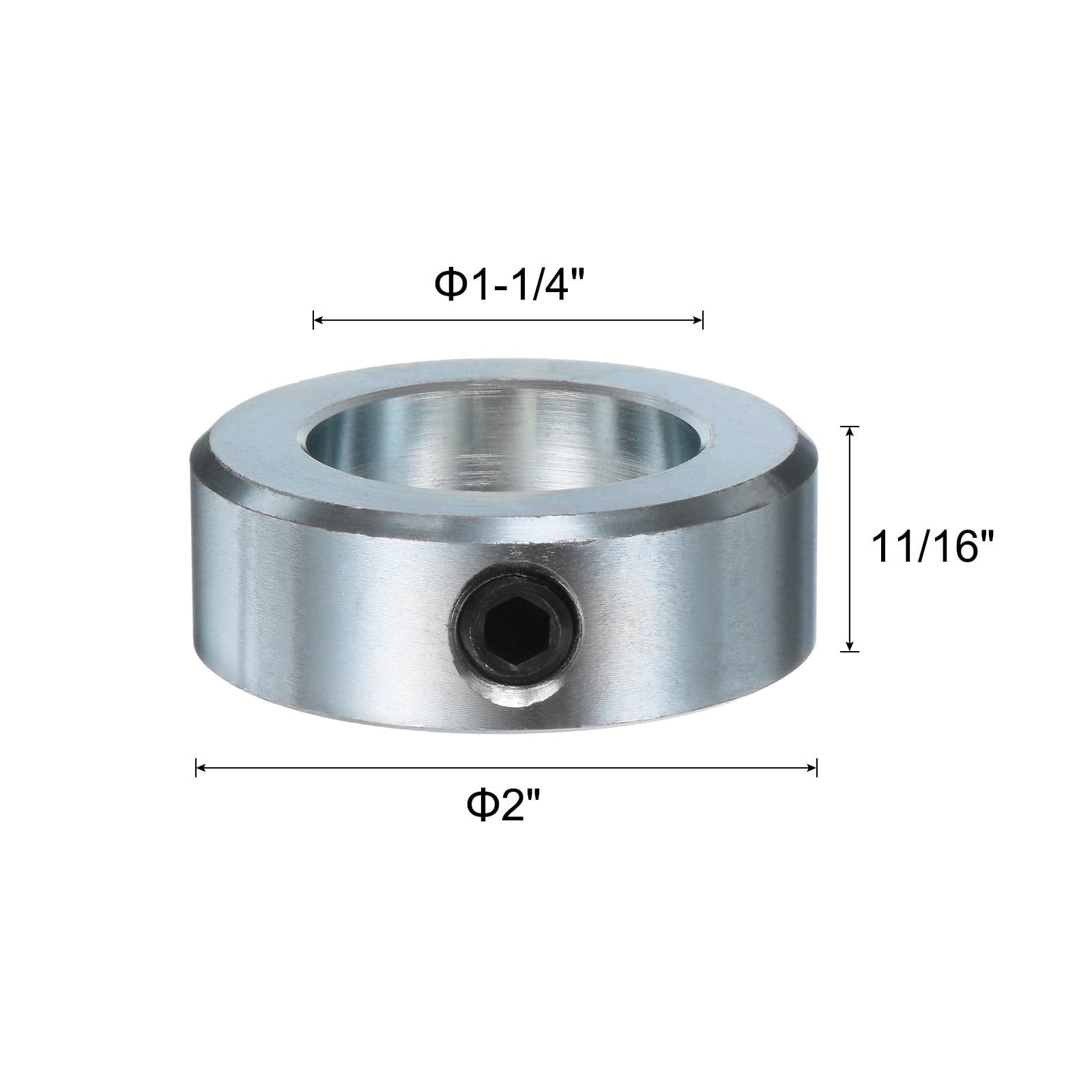 4 Packs Set Screw Shaft Collars 1-1/4" Bore Zinc Plated Steel Shaft Collars, 2" OD, 11/16" Width, with Hex Key