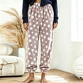 thumbnail image 5 of Women's Fleece Pajama Pants Star Print Elastic Waist Cuffed Ankle Loose Fit Soft Warm Cozy Casual Fall Winter Everyday Lounge Sleep Trousers Khaki, 5 of 8