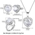 thumbnail image 3 of Ydou 14k White Gold Plated Heart Jewelry Sets,Heart Necklace/Hypoallergenic Stud Earrings/Ring Set Anniversary Birthday Mother's Day Gifts for Women Mom Wife, 3 of 11
