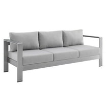 Modway Shore Sunbrella® Fabric Aluminum Outdoor Patio Sofa in Silver Gray