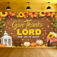 thumbnail image 4 of Wood Background Thanksgiving Banner Harvest Theme Sunflowers Decorative Pumpkin for Fall Decoration Church Event Party, 4 of 9
