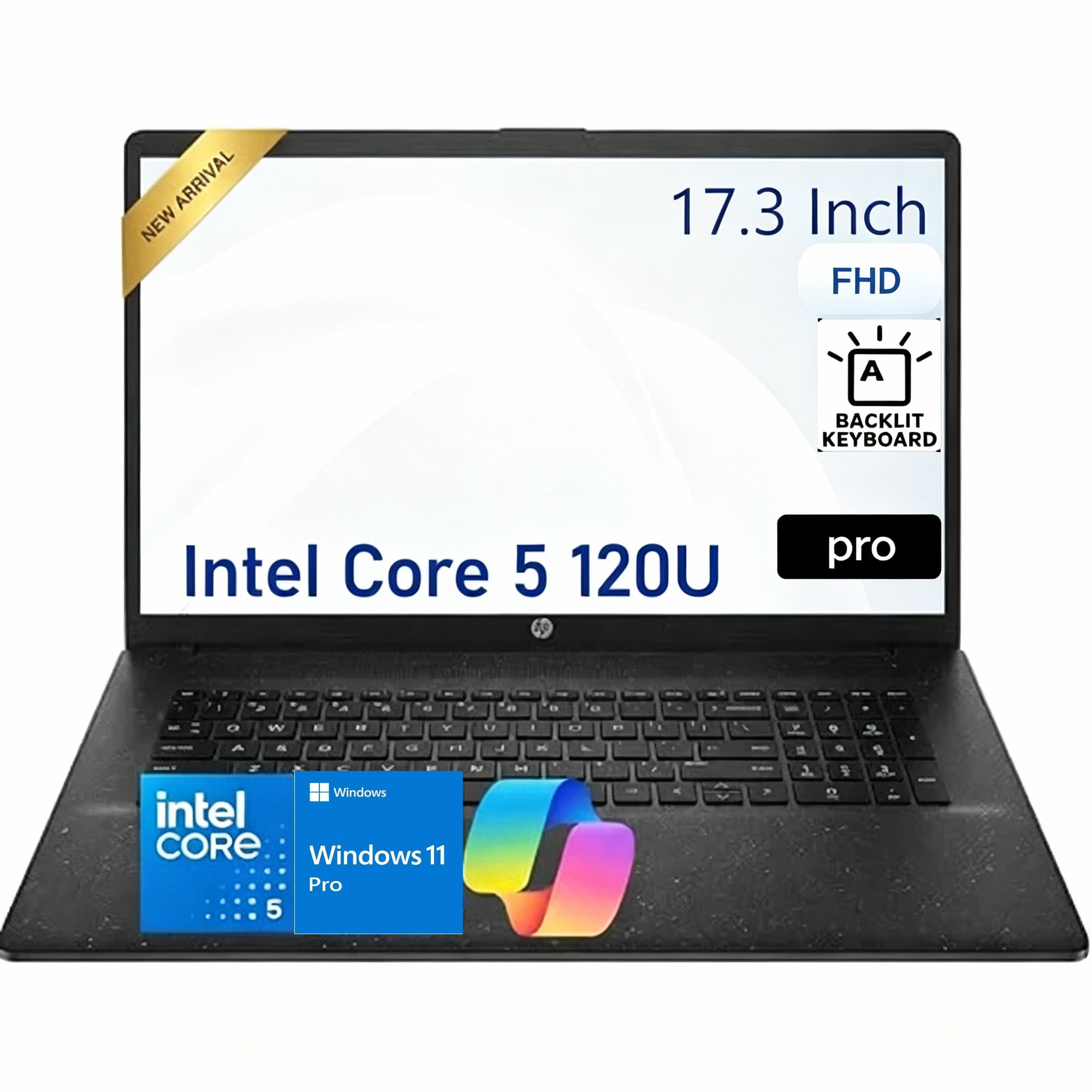 HP OmniBook 3 17.3" Laptop,Intel Core 5 120U Processor,32GB DDR5 RAM,1TB PCIe SSD,FHD IPS Display,Windows 11 Pro,WiFi 6,Backlit Keyboard,Mica Silver