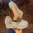 thumbnail image 5 of Closed Toe Espadrilles for Women Platform Wedge Sandals Comfortable Suede Ankle Strap Dressy Wedges Heels Gray Size 8.5, 5 of 7