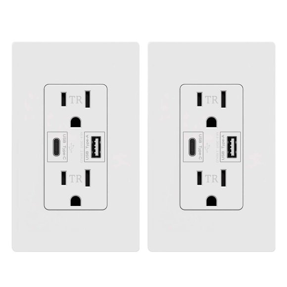 Micmi - Toma USB C PD de 24 W de suministro de energía tipo C + receptáculo A de 4.8 A, receptáculo