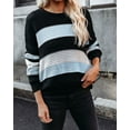 thumbnail image 2 of Textured Knit Striped Sweater Light Blue X-Large, 2 of 4