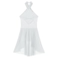thumbnail image 6 of Sinleey Women Lyrical Dance Dress Sleeveless Leotard Dress Halter Neck Flowy Dress Contemporary White M, 6 of 7