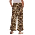 thumbnail image 2 of COEQINE Girls Wide Leg Ruffle Pants High Waisted Palazzo Pants with Pockets Flowy Trousers Comfy Fall Outfits for 5-6 Years Little Girls, Brown Leopard Print, 2 of 8