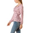 thumbnail image 5 of MODA NOVA Junior's Floral Print Ruffle V Neck Self Tie Wrap Peplum Top, 5 of 7