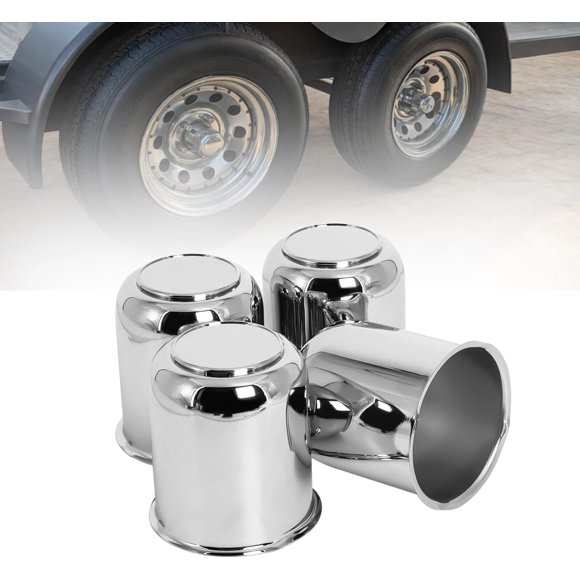 Capuchons Centraux de Roue à Poussée de 3,19 Pouces pour Jantes de Remorque Camion VR, Capuchons Centraux de Moyeu de Roue de Remorque Chrome Argent Convenant à un Alésage Central de 3,19 Pouces,