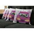 thumbnail image 2 of Ambesonne Pug Throw Pillow Cover 4 Pack, Dog Driving on Car, 18", Pink Yellow, 2 of 6