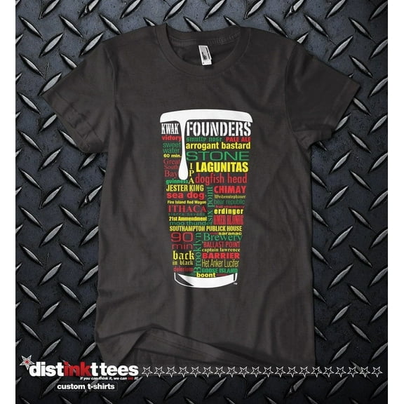 Rasta Colored Craft Beer Typography T-Shirt - Black, Medium | Father's Day & Christmas Gift