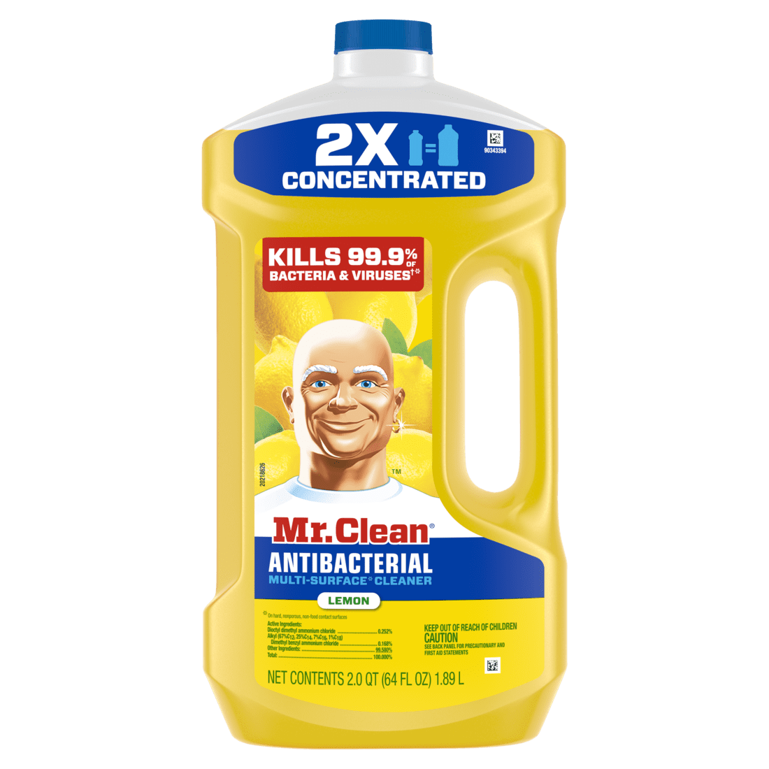 (4 pack) Mr. Clean Floor Cleaner, All Purpose Cleaner, Mop Soap, Lemon, Anti-Bacterial, 64 fl oz