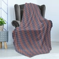 thumbnail image 4 of Ethnic Soft Flannel Fleece Throw Blanket, Diagonal Checkered Pattern with Simple Blossoms Geometric Design with Dots, Cozy Plush for Indoor and Outdoor Use, 50" x 60", Multicolor, by Ambesonne, 4 of 5