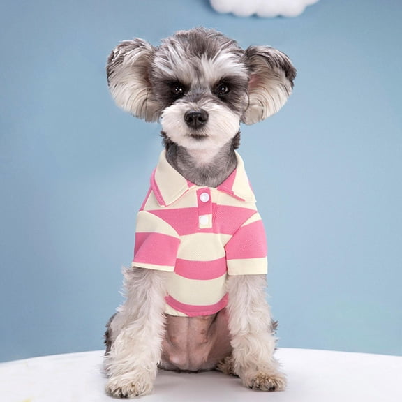 Dog Apparel & Accessories, Small Dog Shirt, Small Puppy Clothes, Girl Dog Clothes, Pink Striped Polo Pet Sweatshirt Breathable Soft Fabric Puppy Shirt for Daily Walking Outdoor