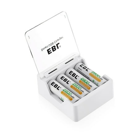- EBL 4-Pack 2800mAh AA Battery + Smart USB 4 Bay Battery Charger for AA AAA Ni-MH Ni-CD Rechargeable Batteries