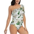 thumbnail image 3 of Pofeuu Lilies Flowers Print Women's One Piece Swimsuits One Shoulder Swimwear Asymmetric Ruffle Monokinis Bathing Suits-XX-Large, 3 of 6