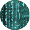 thumbnail image 1 of Ahgly Company Indoor Round Solid Turquoise Blue Modern Area Rugs, 3' Round, 1 of 4