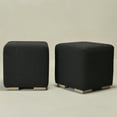 thumbnail image 4 of 18.5" Wide Modern Square Boucle Upholstered Ottoman with Solid Wood Legs Set of 2, Multi-Functional Sofa Footrest, Side Table, Extra Seating for Living Room, Bedroom, Fully Assembled (Black), 4 of 11