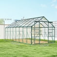 thumbnail image 3 of Outsunny Polycarbonate Greenhouse Kit with Vent Rain Gutter Door, Green, 3 of 10