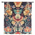 thumbnail image 2 of Vintage Flowers Semi Sheer Curtains Drapes for Living Room, Bedroom, French Doors Window 96 Inches Long, Ethnic Boho Floral Botanical Black Rod Pocket Chiffon Curtain Drapery Voile Draperies Panel, 2 of 6