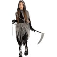 thumbnail image 4 of Joyfy Grim Reaper Costume for Kids, Glow in the Dark Grim Reaper Costumes with Gloves and Tights Scary Halloween Costume for Girls & Toddlers Age Up to 14 Years, 4 of 7