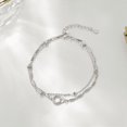 thumbnail image 3 of Pulsera de doble anillo geométrico de plata S925 para mujer, diseño de nicho de lujo ligero, anillo enlazado, joyería de alta gama para novia, 3 of 5
