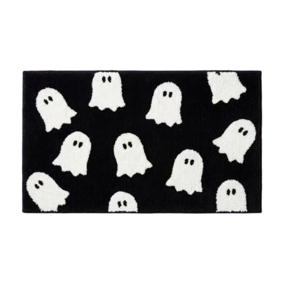 Sahpxhe Ghost Halloween Bath Mat with Cute White Ghost Print for Entryway Bathroom Bedroom Decorative Rug 40x60cm