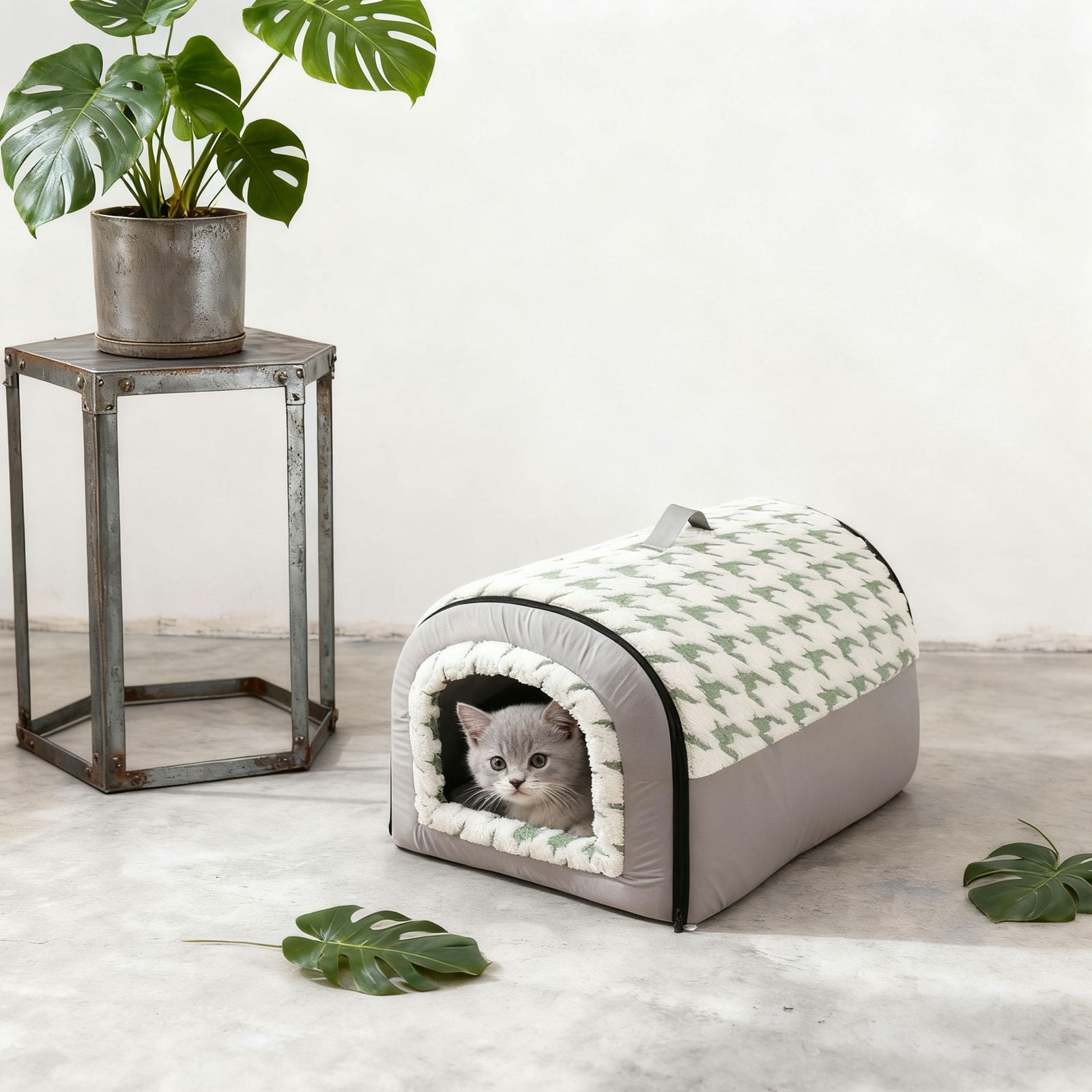 Orthopedic Enclosed Cat Bed with Removable Washable Cushion for Deep Warm Sleeping Indoor Pet Tent All Seasons Universal