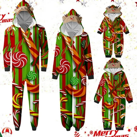 

Baqcunre Family Christmas Pajamas Matching Sets Mom Casual Christmas Parent Child Outfit Printed Pajamas Jumpsuit Home Outfit Hooded Jumpsuit Lounge Set Pajama Set Pajamas for Women Green S