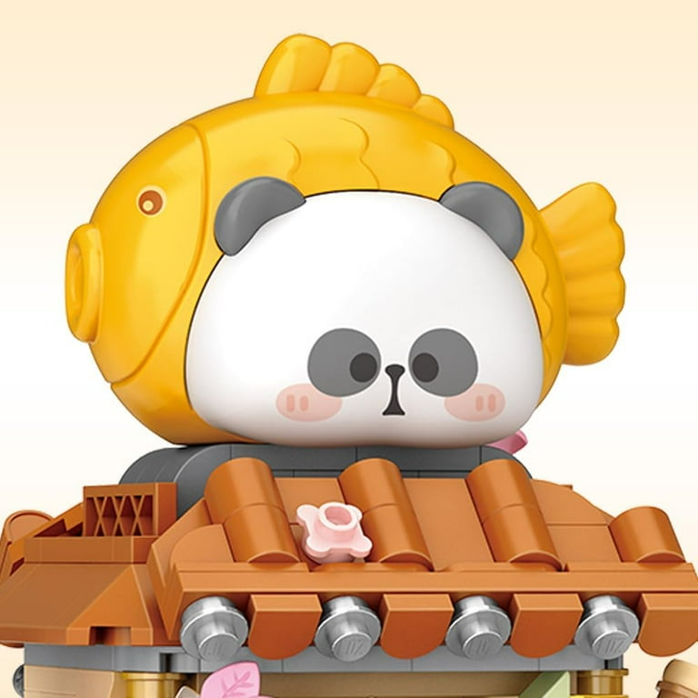 GZBrick Panda Street Scene Building Sets Openable Taiyaki Shop for