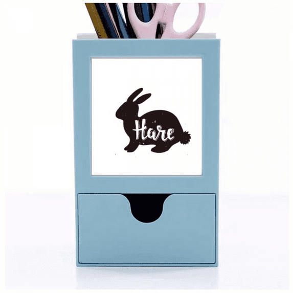 Hare Black And White Animal Desk Supplies Organizer Pen Holder Card