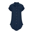 thumbnail image 6 of Girls Casual Shirt Dress Collared Button Down Mini Tshirt Dresses Short Sleeve Summer Beach Cover Ups Navy, 5 Years, 6 of 7