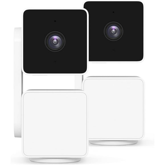 Wyze Cámara de Seguridad con Cable para Interiores y Exteriores Cam Pan v3 con Movimiento Horizontal, Vertical y Zoom (Paquete de 2) - Color Blanco