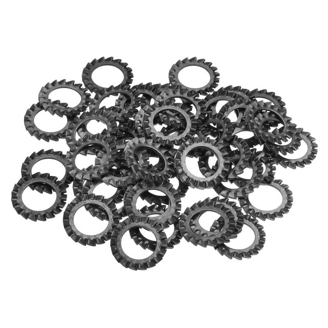 50Pack External Tooth Lock Washer M14 Carbon Steel Serrated Locking Washer Black