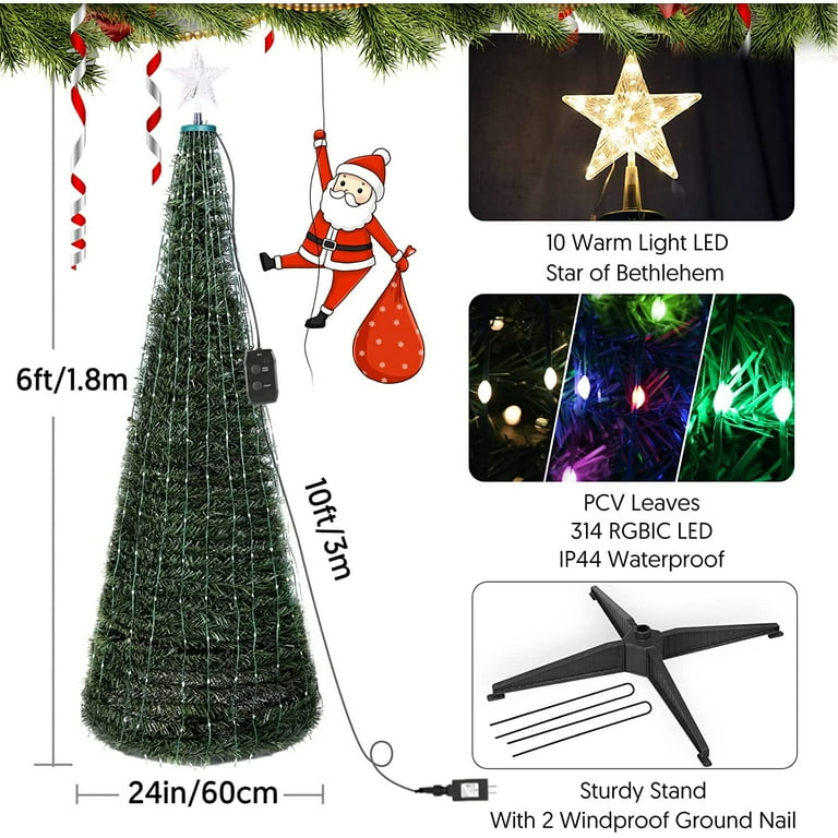  MIMIRGB 6Ft Smart Christmas Tree Lights with Remote