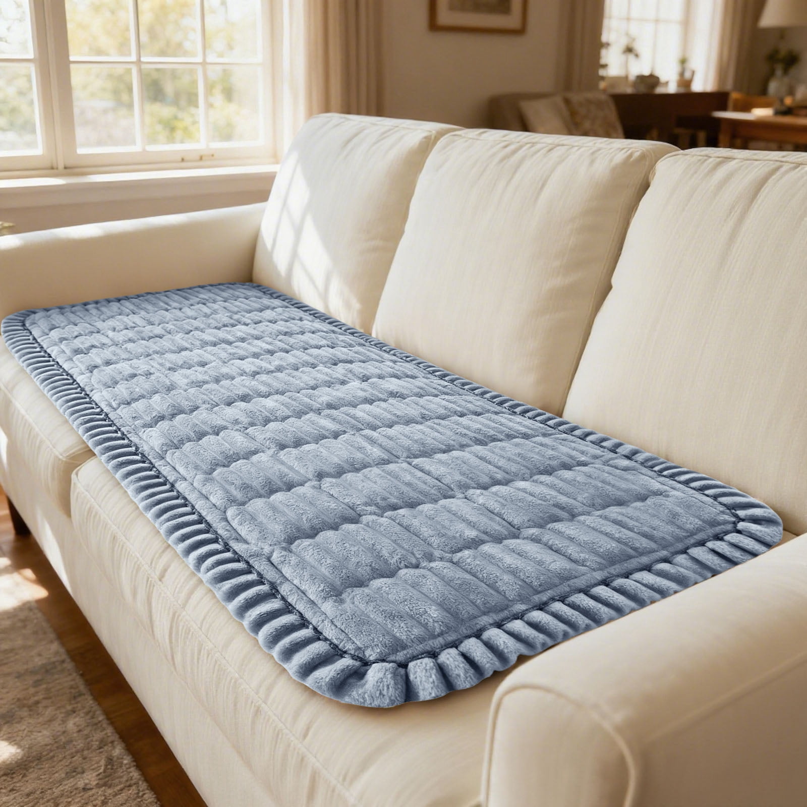 Paw Lounge Plush Pet Couch Cover, Paw Cart Couch Cover, Ultra-Soft Quilted Sofa Protector, Washable Non-Slip Furniture Cover for Dogs Cats Kids and Living Room Decor (Dark Gray，35.43x23.62Inch)