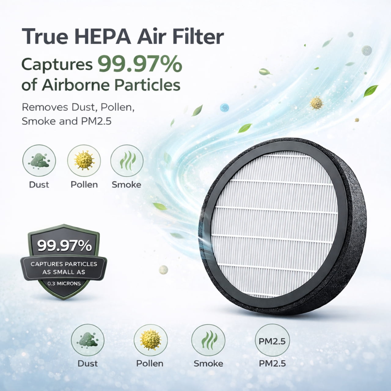 Nispira Replacement Filter for TDBYWAE MB-032 Air Purifier, 3-Stage HEPA Carbon Filter, 4 Pack