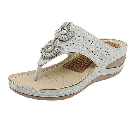 

TUOBARR Flip Flops for Women Women s Flat Shoes Ladies Beach Sandals Summer Non-Slip Causal Slippers Gray