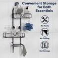 thumbnail image 4 of Topritt Shower Caddy – Hanging Over Shower Head, Fits 1" Standard Pipe,  Left/Right Adjustable Shelves, Large Storage for Shampoo & Soap Holder, No-Drill, Black, 4 of 10