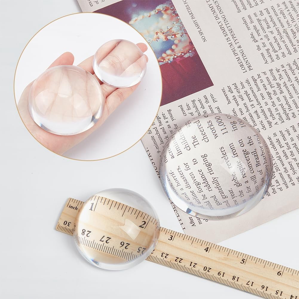2 Pcs 2 Styles Dome Magnifier Paperweight Glass Magnifying Half Ball Lens for Home Office Dispalay Decorations Reading 57x26mm/77x36mm for DIY