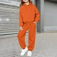 thumbnail image 4 of GiLiling Boys Girls School Sweatsuits Set, Athletic 2-Piece Outfit, Preppy Hoodie and Sweatpants, Plain Tracksuit Clothing Sets (Orange, 11-12 Years), 4 of 6