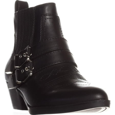 Womens Guess Violla Casual WesternAnkle Boots, Black Leather