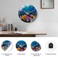 thumbnail image 6 of 15.75 Inch Dark Blue Ocean Coral Fish Pattern Glass Wall Clock, Aa Battery Powered, Suitable for Living Room, Bedroom, Office(Battery Not Included), 40cm, 6 of 9