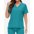 thumbnail image 3 of Set Scrub VIAOLI para mujer con bolsillo y pantalones deportivos con cuello en V, 3 of 6