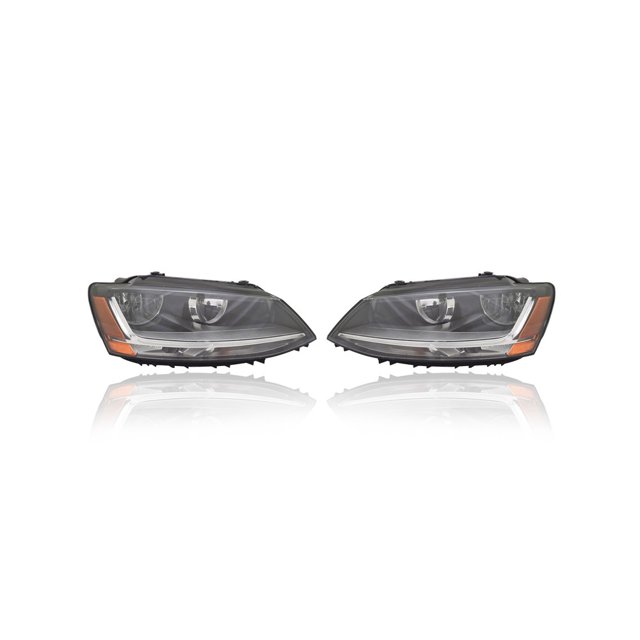 Headlight Assembly - TYC Compatible/Replacement for '17-18 VW Volkswagen Jetta Sedan S/SE/SEL/GLI - Halogen With LED Daytime Running Light - Pair Set - 5C7941006J, 5C7941005J - CAPA