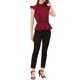 thumbnail image 2 of INSPIRAR CHIC Blusa de Peplum con Cuello Fruncido y Mangas con Volantes para Mujeres en Color Burdeos, 2 of 5