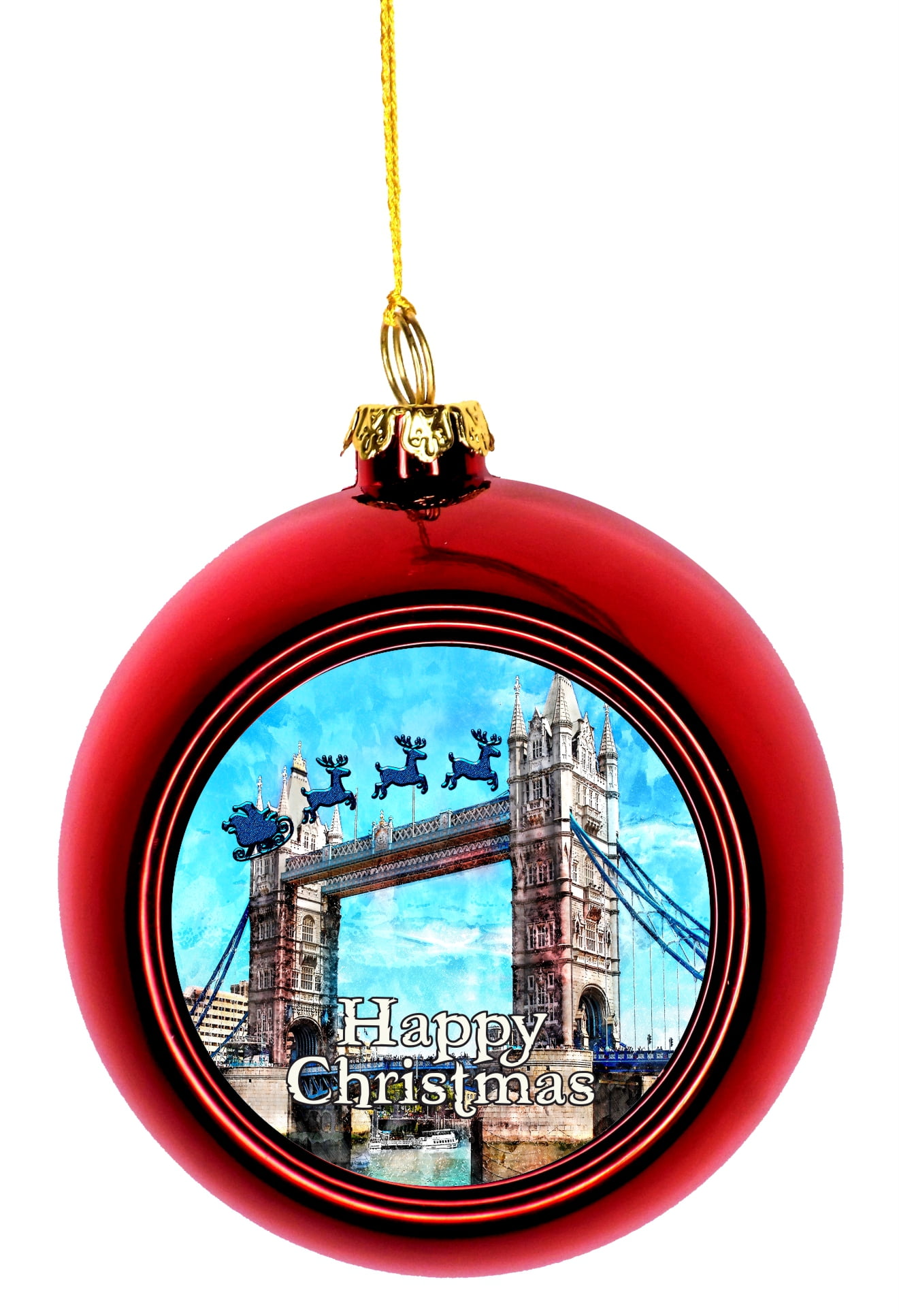 Christmas DÃ©cor Santa London England Tower Bridge Happy Christmas Ball
