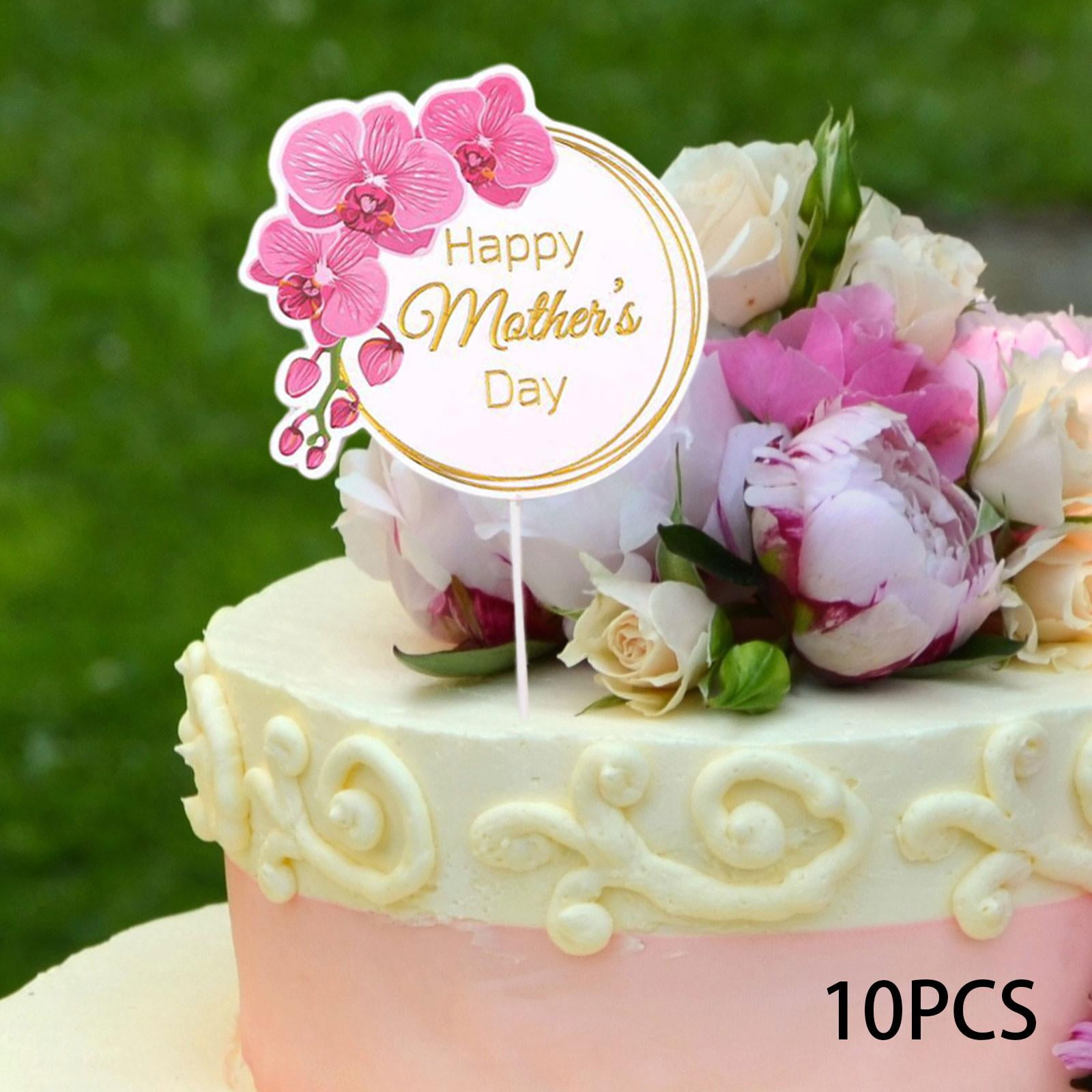 10 Stück Happy Mother's Day Kuchenaufsätze Aus Acryl – Süße Blumen-Deko Für Muttertagskuchen & Cupcakes